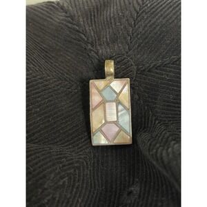 Beautiful Vintage Sterling Silver Multicolor Mother of Pearl Pendant Pastel